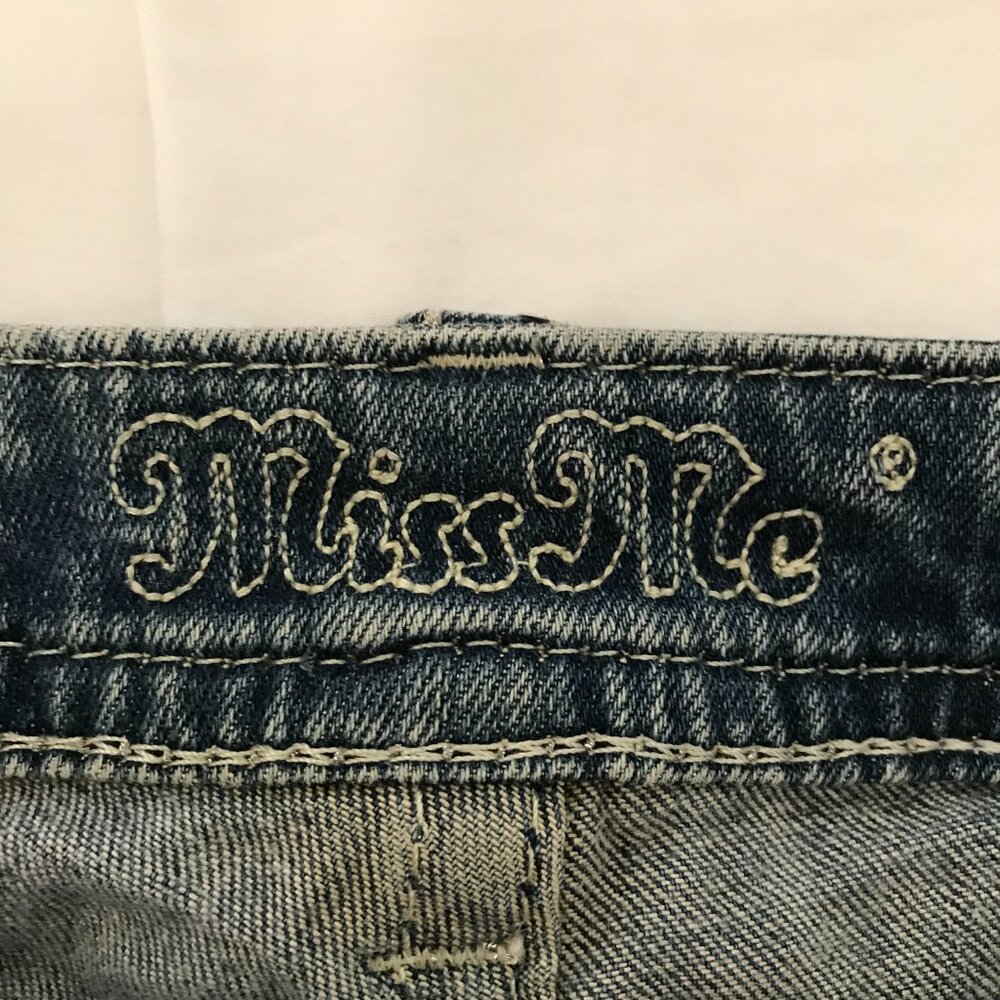 Miss Me Mid Rise Skinny Jeans Women 26 Blue Embellished Thick Stitch Studded - Picture 4 of 16